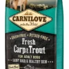 Pienso que el título más adecuado sería: "Carnilove Adulto Perro: Alimento Fresco de Carpa y Trucha para Piel y Pelo Saludables - 12kg