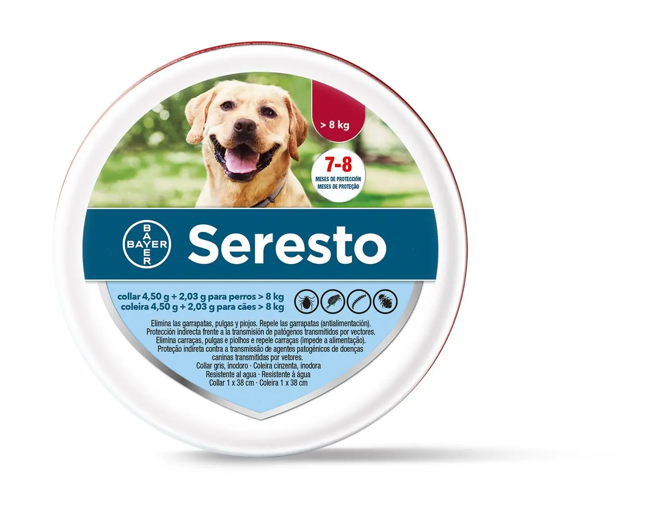 Collar Antipulgas Seresto para Perros Grandes >8kg - Protección Efectiva