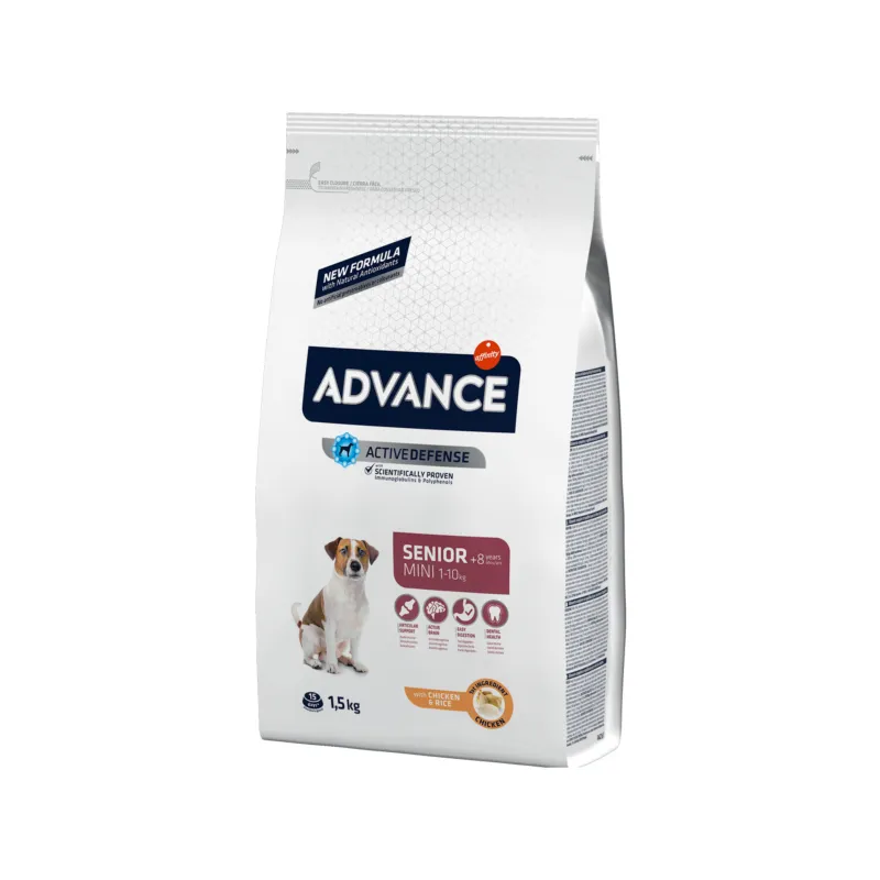 Advance Canine Senior Mini Pollo y Arroz 1,5 kg – Nutrición óptima para perros mayores