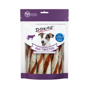 Dokas Twister Cuero Crudo y Pollo 200 g · snack masticable para perros