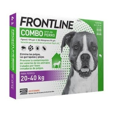 Frontline Combo Spot On perro, 6 pipetas (20-40 kg) · antiparasitario externo para perros