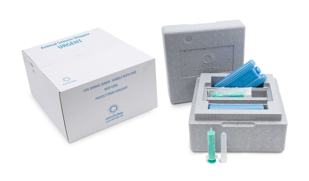 Caja de transporte para semen fresco equino · envío de dosis seminales