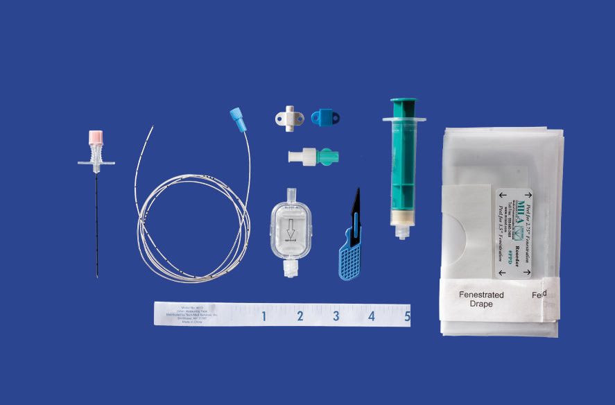 Kit epidural con catéter 20 g y aguja Tuohy 18 g x 7,5 cm para caballos