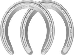 Herradura de aluminio de carrera anterior nº 6 · sin pestañas · modelo St Croi · herraje para caballos