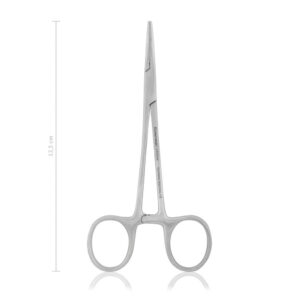 Pinza mosquito curva 12,5 cm con dientes · instrumental quirúrgico para caballos