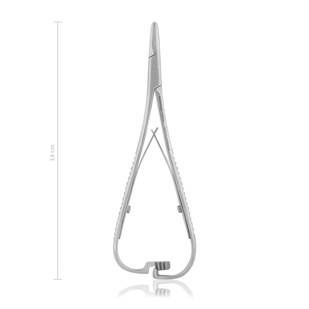 Porta-agujas Mathieu 14 cm · sutura de tejidos en cirugía equina