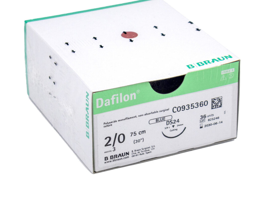 Sutura Dafilon 2/0 DS24 1 × 75 cm · cierre de tejidos
