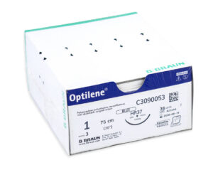 Sutura Optilene 1, aguja HR37, 75 cm · sutura quirúrgica veterinaria