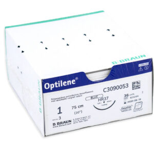 Sutura Optilene 1, aguja HR37, 75 cm · sutura quirúrgica veterinaria