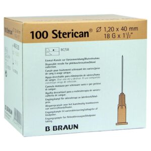 Aguja desechable 1,2/40 18 g rosa, caja de 100 unidades