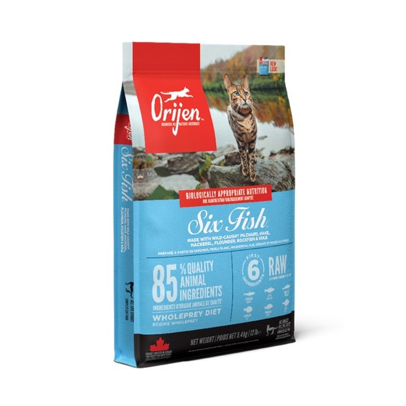 Orijen Cat Six Fish 5,4 kg · alimento premium con pescado para gatos