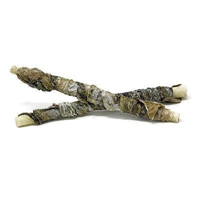 Sticks de cuero con piel de pescado Biozoo 500 g · snack para perros