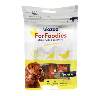 Sticks de pollo y zanahoria Biozoo 100 g · snack para perros y gatos