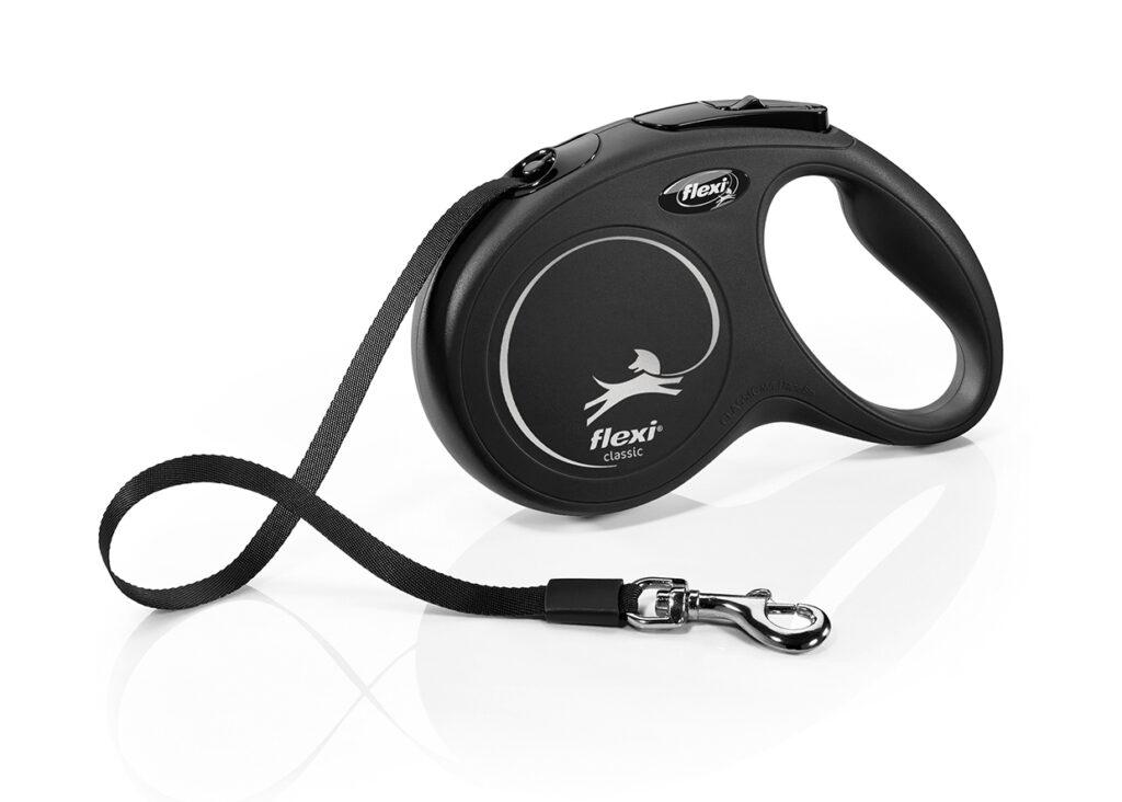 Flexi New Classic Cinta Negra M 5 m · correa extensible para perros hasta 50 kg