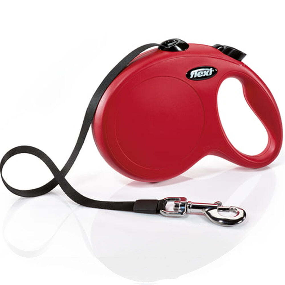 Correa extensible Flexi New Classic cinta roja M 5 m · paseo de perros de hasta 25 kg