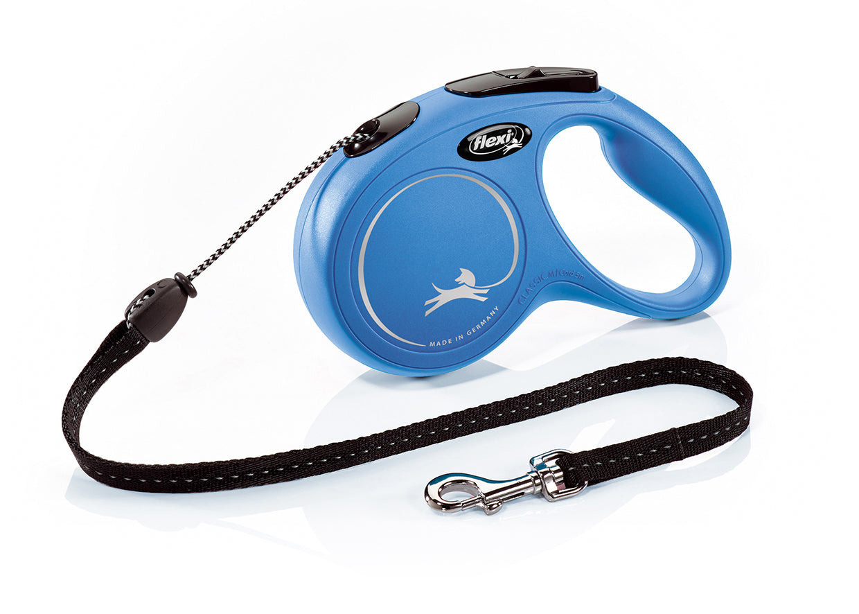 Correa extensible Flexi New Classic cordón azul S 5 m · paseo de perros de hasta 12 kg