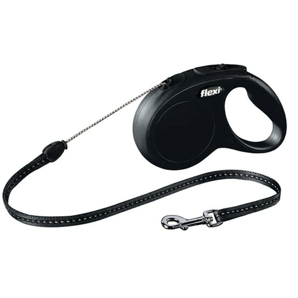 Correa extensible Flexi New Classic cordón negro M 5 m · paseo de perros medianos
