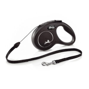 Correa extensible Flexi New Classic cordón negro S 5 m · paseo de perros pequeños