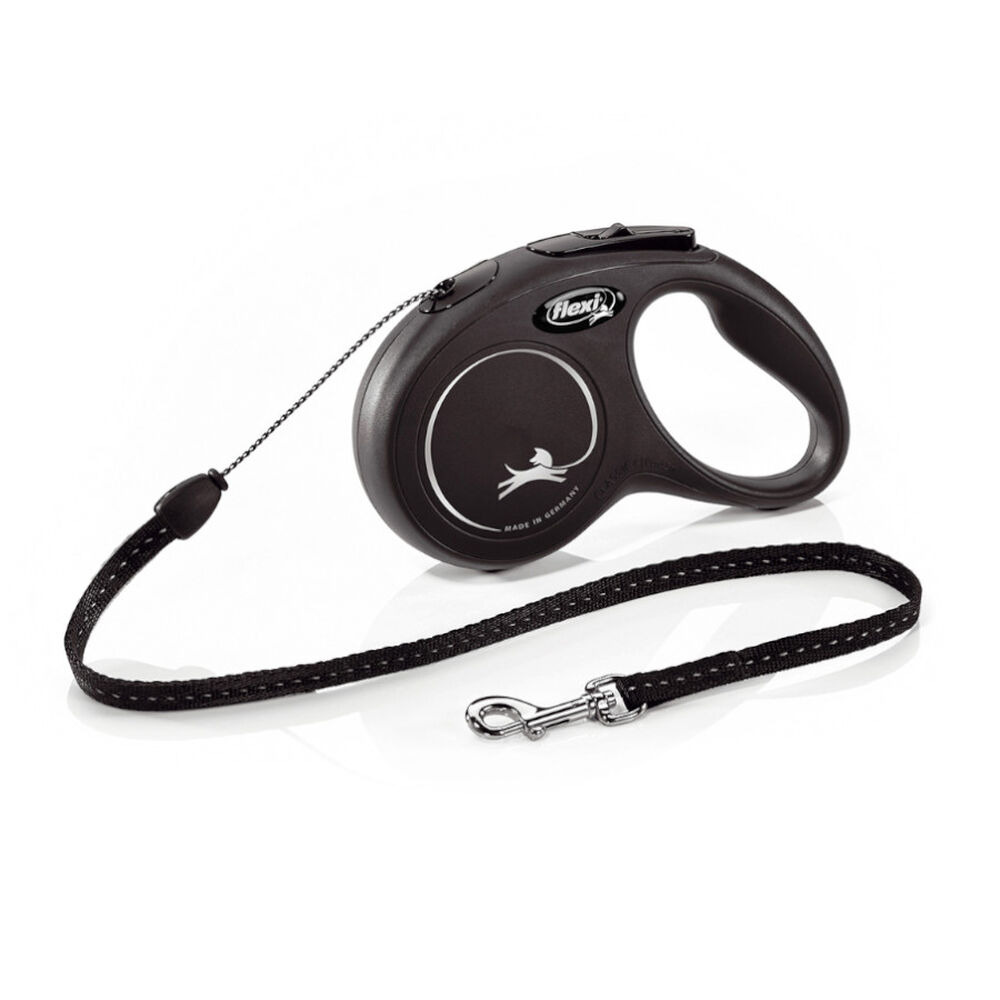 Correa extensible Flexi New Classic cordón negro S 5 m · paseo de perros pequeños