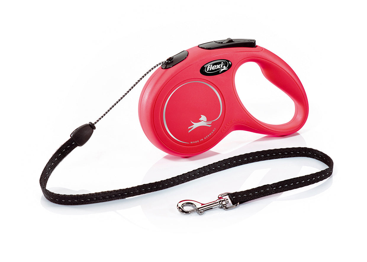 Correa extensible Flexi New Classic cordón rojo M 5 m · paseo de perros medianos