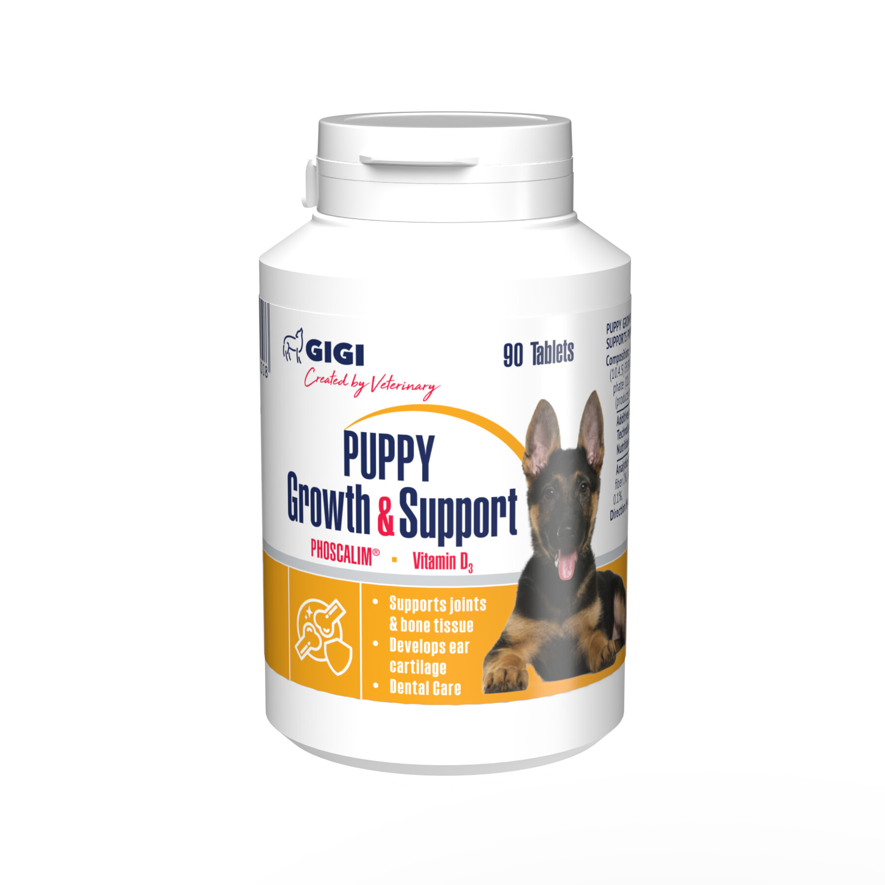 Gigi Suplemento Puppy Growth & Support 90 tabletas · crecimiento y soporte para cachorros