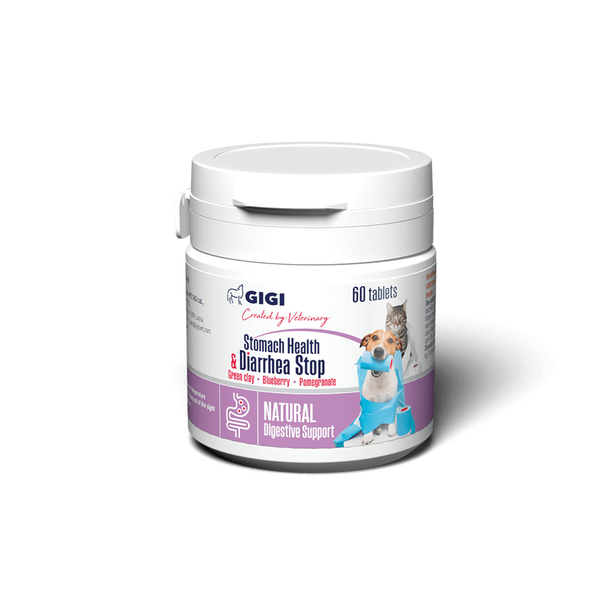 Gigi Suplemento Stomach & Diarrea Stop Small Dog 60 tabletas · apoyo digestivo para perros pequeños