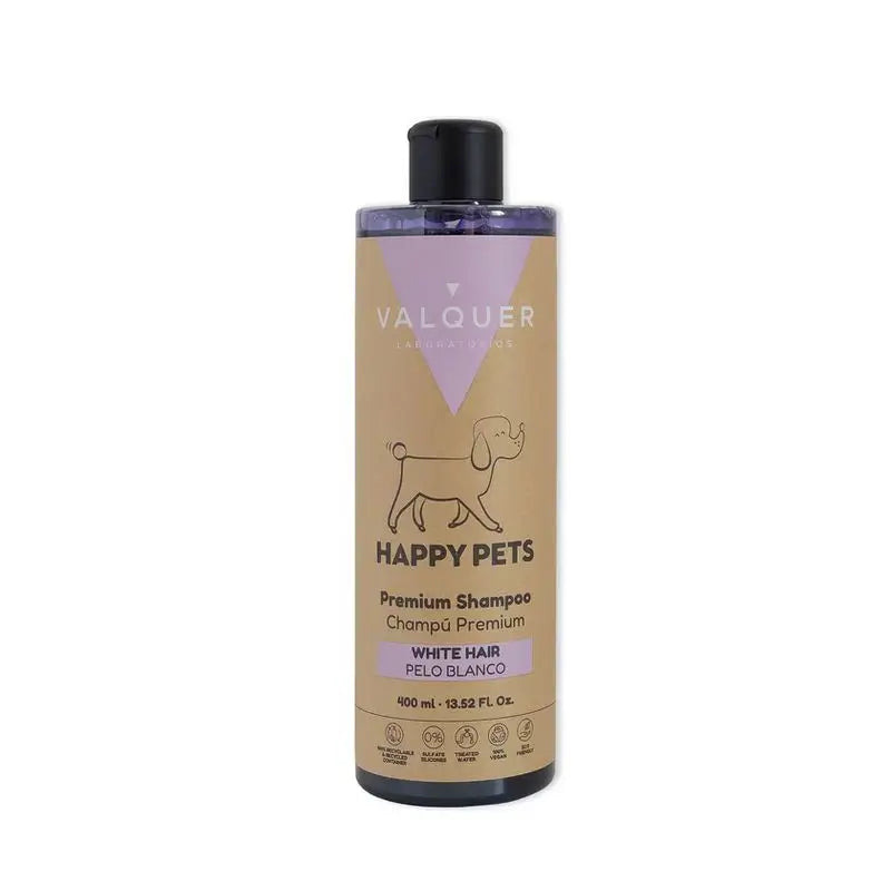 Happy Pets Champú Vegan Pelo Blanco 400 ml · champú vegano para realzar el pelaje blanco de perros y gatos