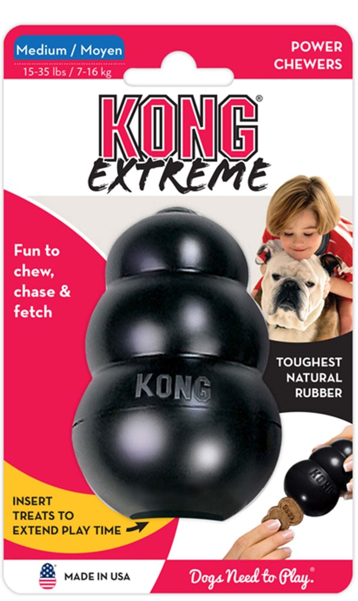 Juguete KONG Extreme Medium de caucho duro para perros adultos enérgicos