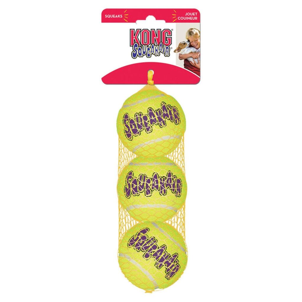 Pelotas KONG Squeaker Tennis Ball Medium pack de 3 con sonido para perros medianos