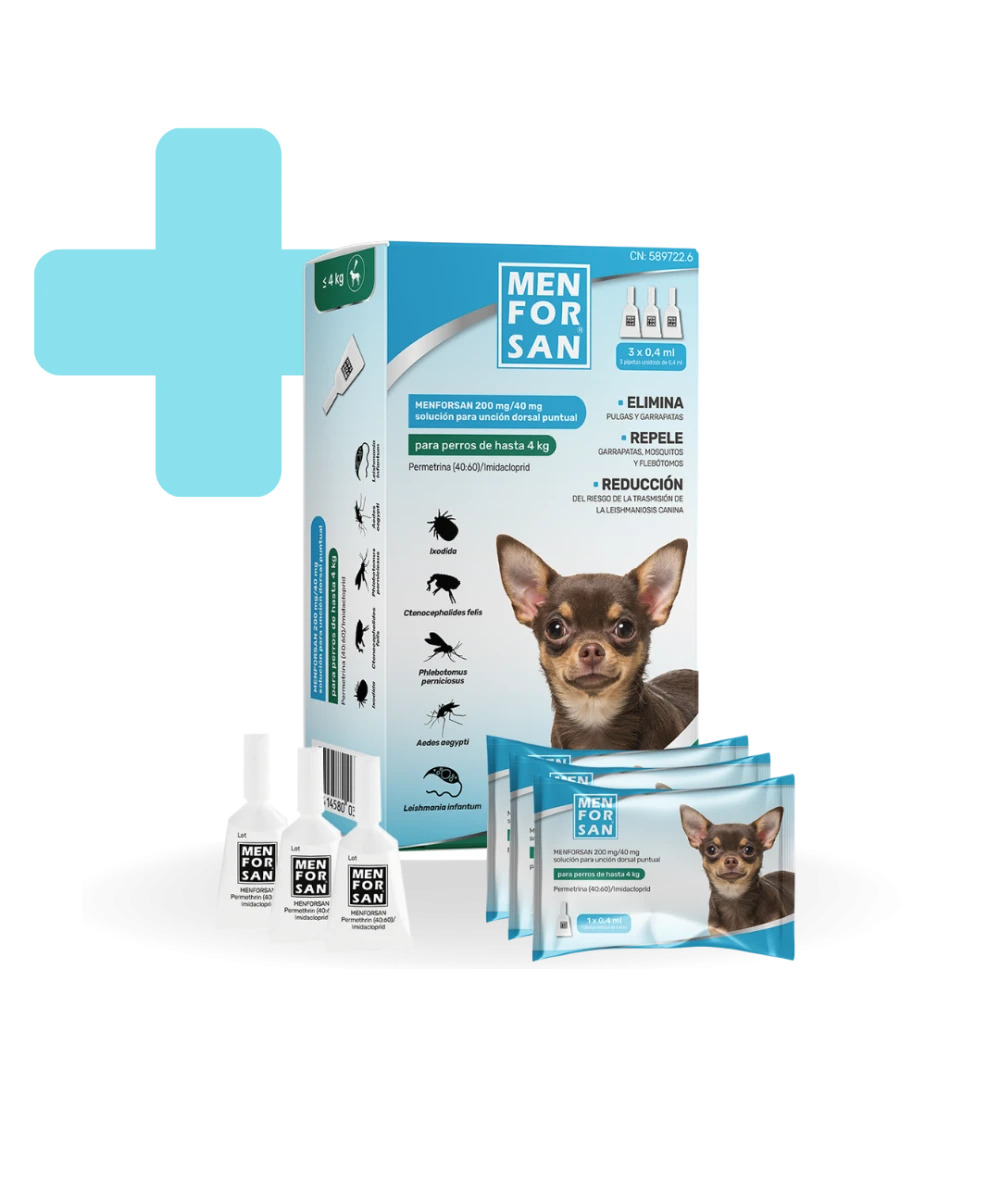 MFS Dog pipeta antiparasitaria 3 × 0,4 ml · para perros de hasta 4 kg