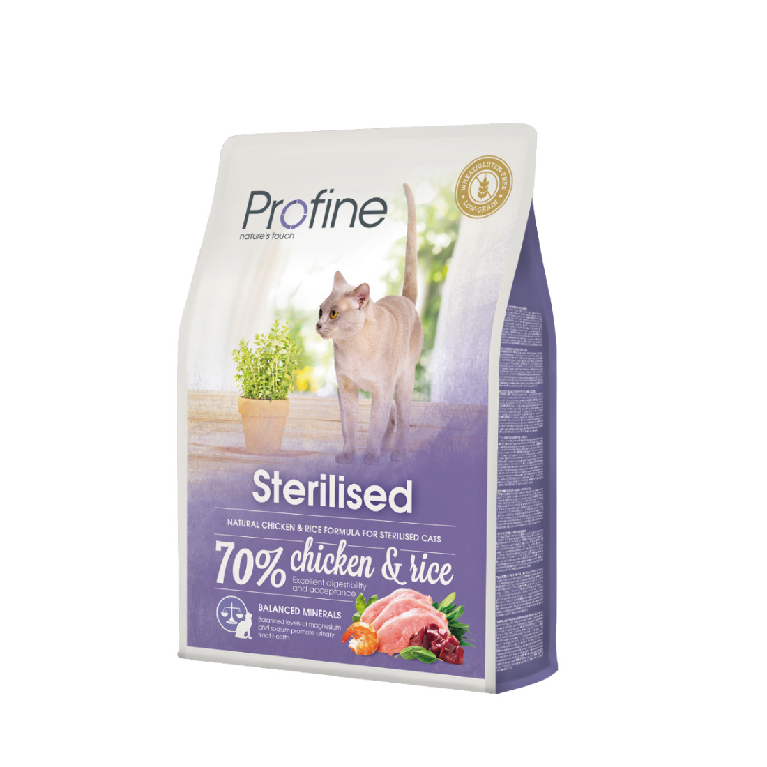 Profine Cat Sterilised 2 kg · alimento para gatos esterilizados con pollo y arroz
