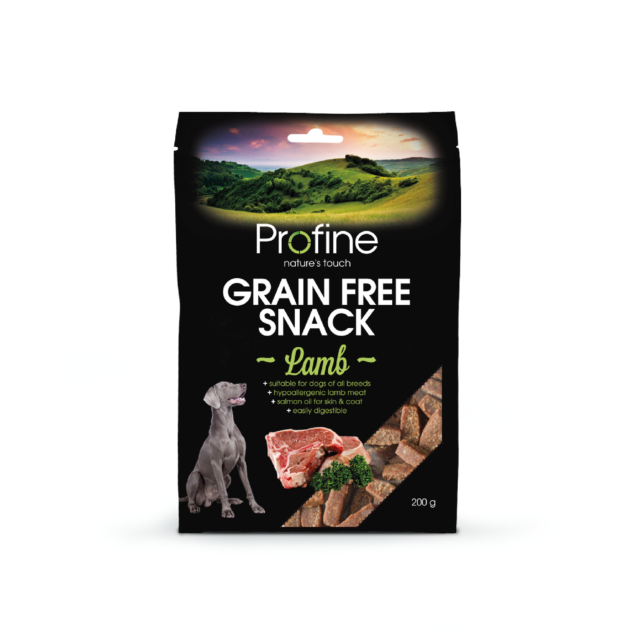 Profine Grain Free Snack Lamb 200 g · snack semihúmedo sin cereales con cordero para perros
