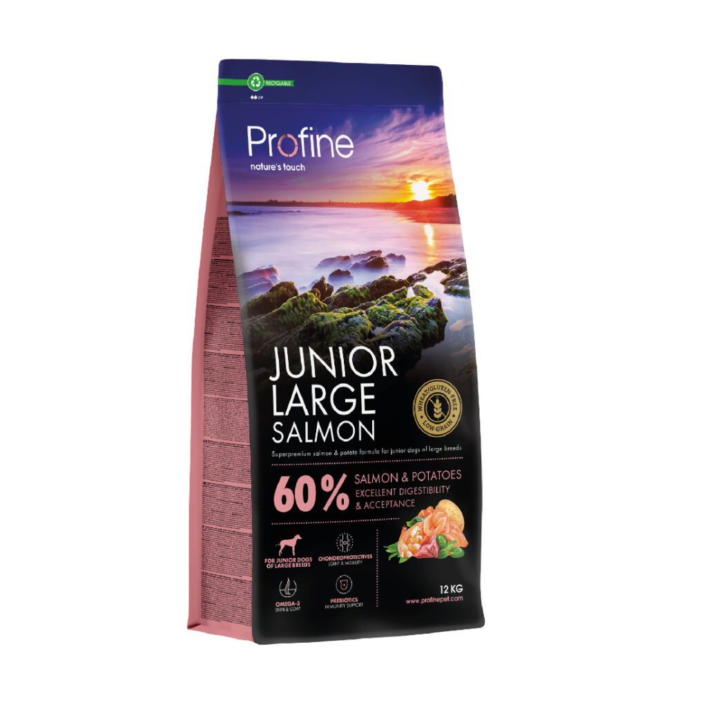 Profine Junior Large Salmon Potatoes 12 kg · alimento para cachorros de razas grandes con salmón y patatas