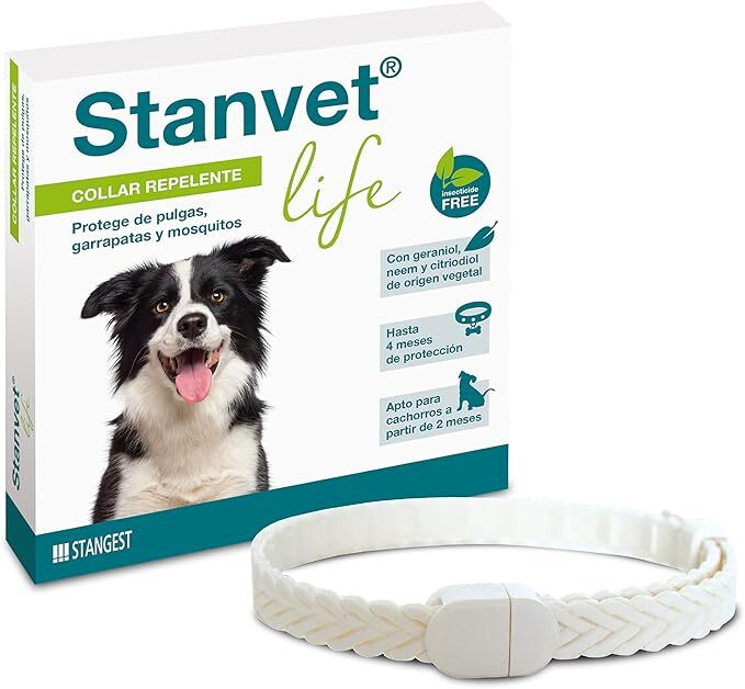 Collar antiparasitario Stanvet Life para perros · mosquitos, pulgas y garrapatas