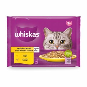 Whiskas 4 Core Senior Aves 4 × 85 g · alimento húmedo para gatos mayores
