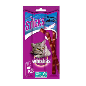 Whiskas Sticks de salmón 3 uds 18 g (x28) · snack para gatos