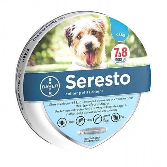 Collar Seresto 38 cm para perros de hasta 8 kg · envase clínico de 12 uds
