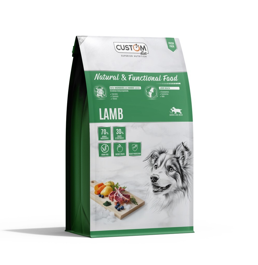 Custom Lamb 2 kg · alimento sin cereales con cordero y pato para perros
