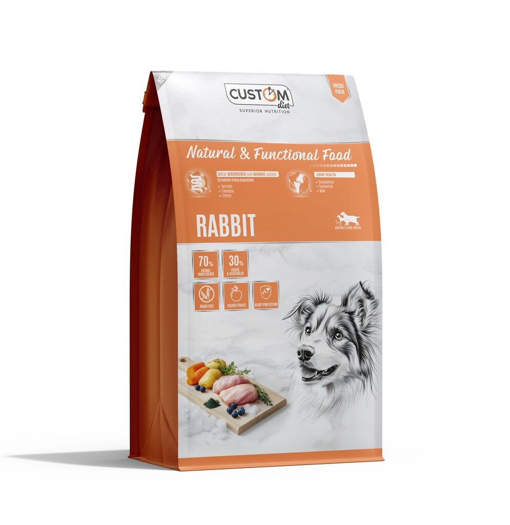 Custom Rabbit 10 kg · alimento sin cereales con conejo y pato para perros