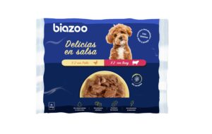 Biozoo Delicias en salsa pollo y buey 4 × 100 g · alimento húmedo sin cereales para perros