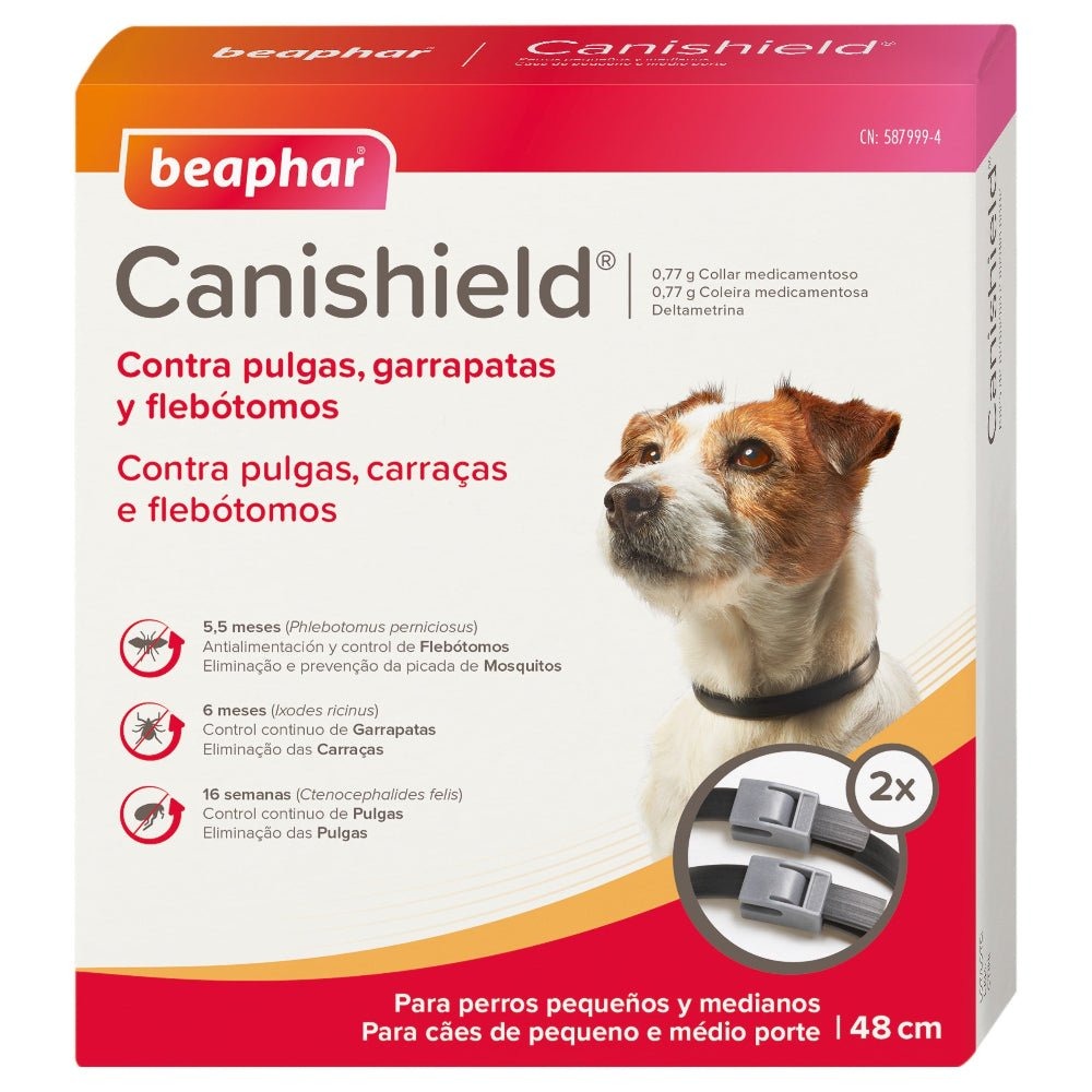 Beaphar Canishield collar, pack de 2 · antiparasitario para perros medianos y grandes