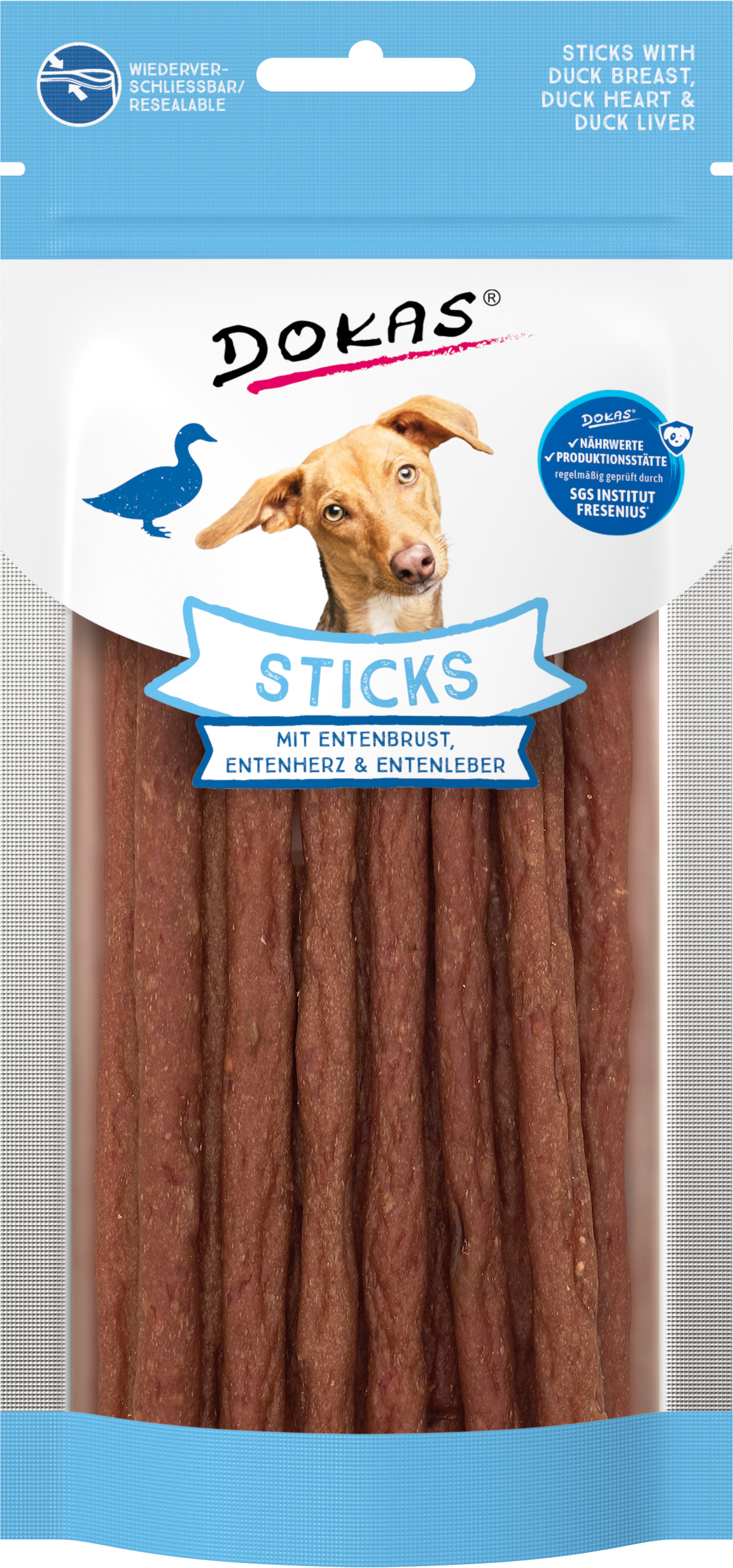 Dokas Sticks de Pechuga, Corazón e Hígado de Pato 60 g · snack para perros