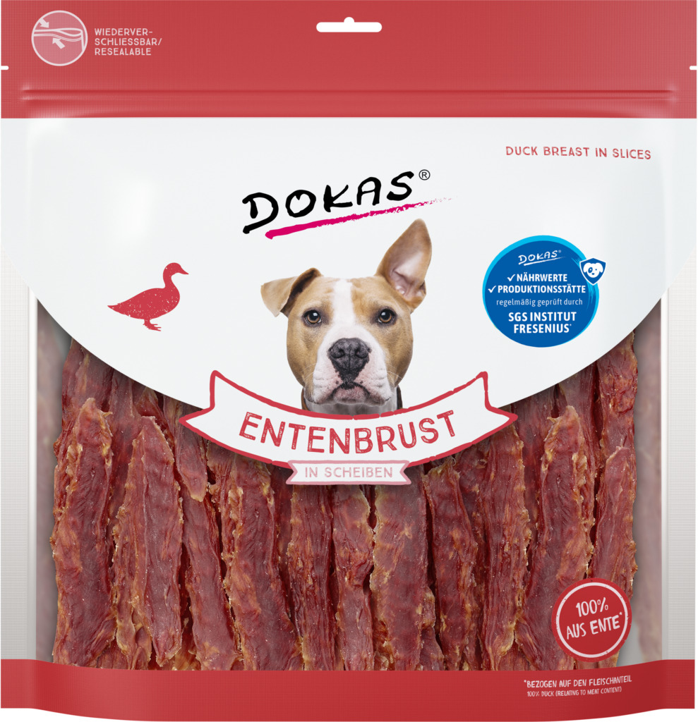 Dokas Filetes de Pechuga de Pato 900 g · snack natural para perros