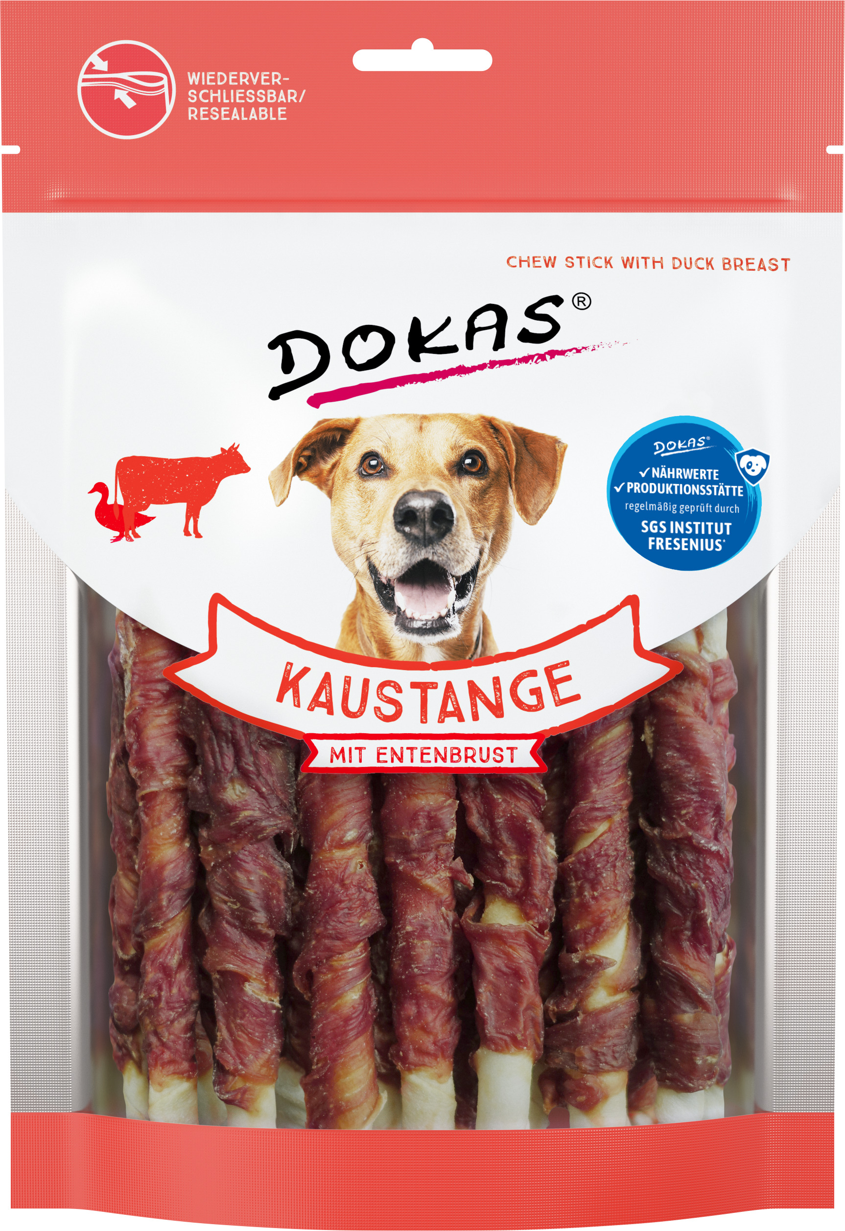 Dokas Stick Cuero con Pechuga de Pato 200 g · snack masticable para perros