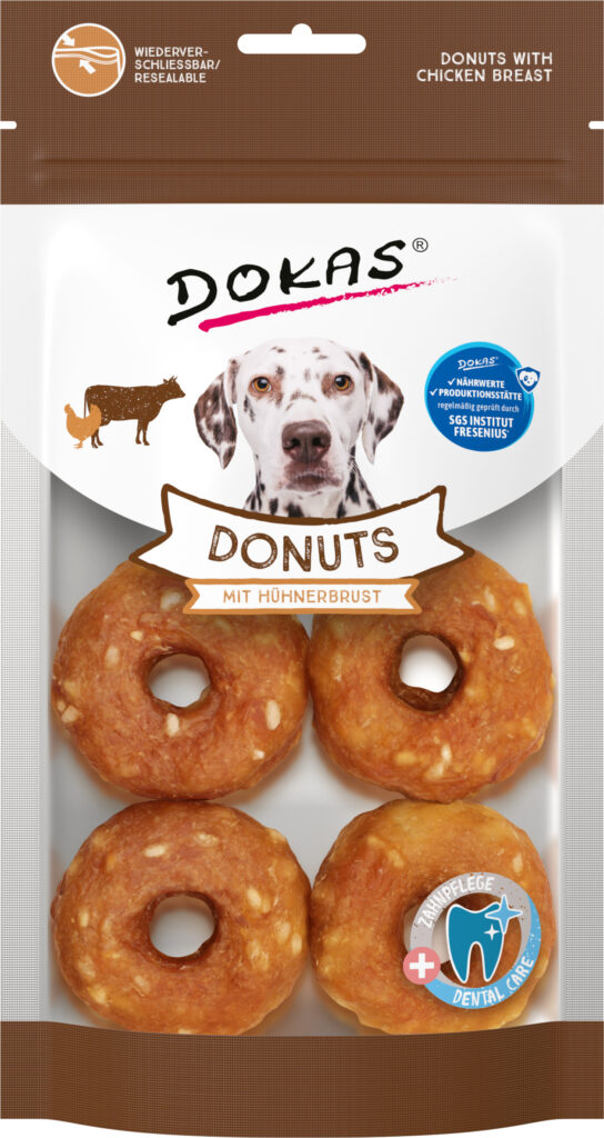 Dokas Donuts de Pechuga de Pollo 160 g (4 uds) · snack masticable para perros
