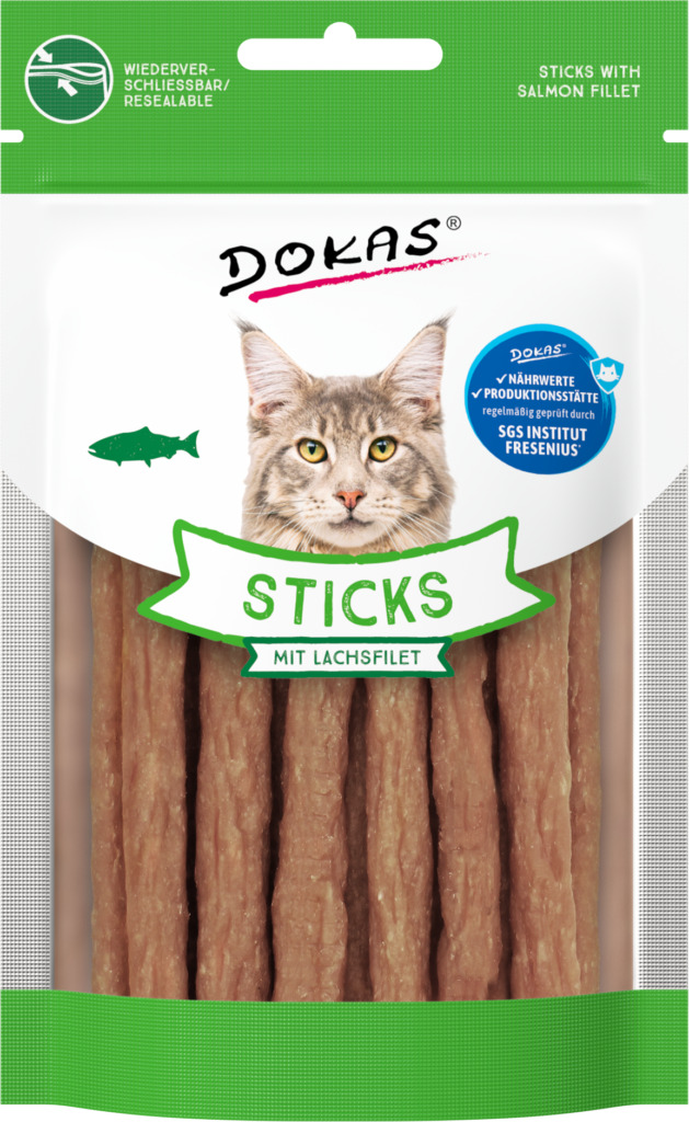 Dokas Cat Sticks de Filete de Salmón 30 g · snack natural para gatos