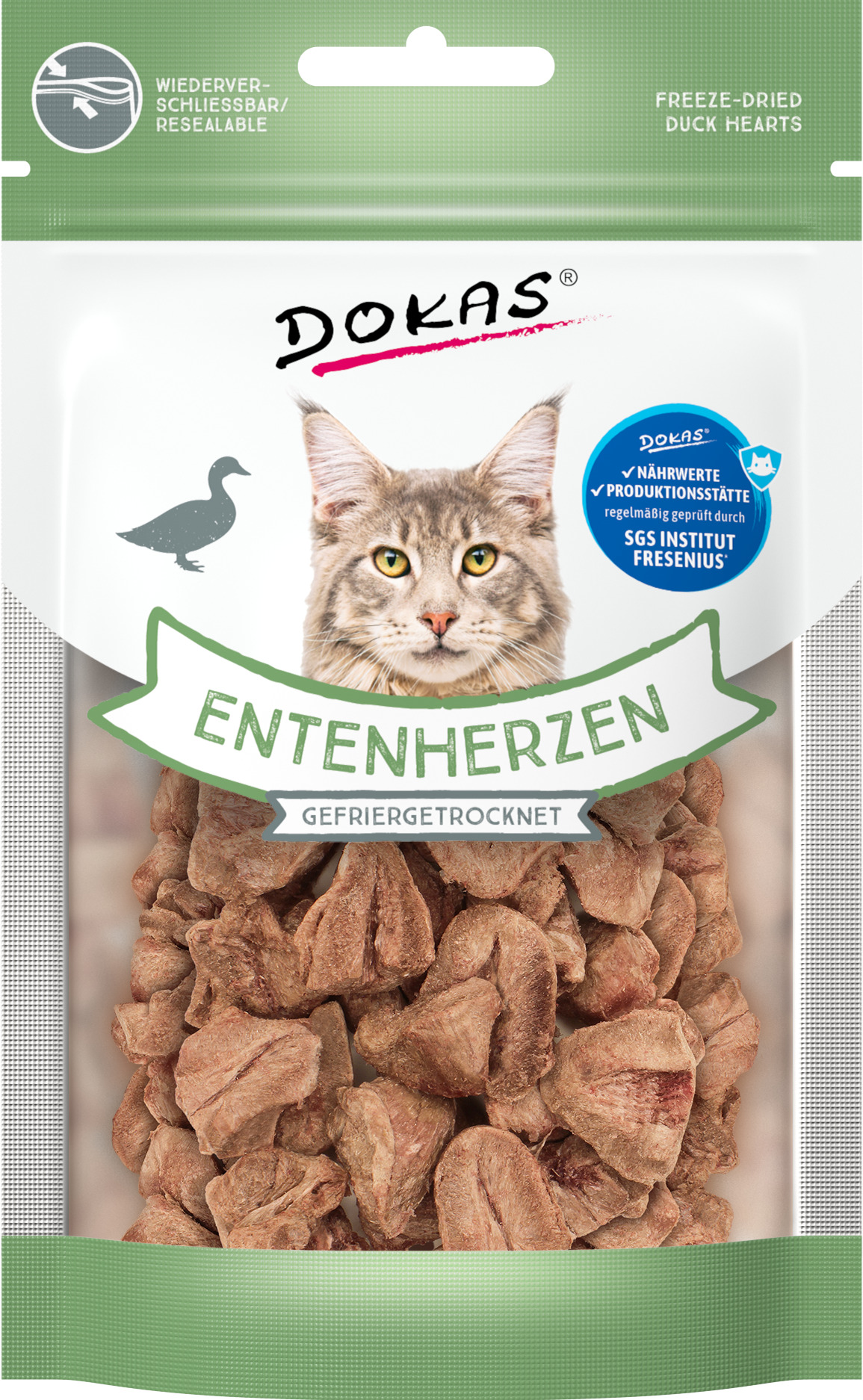 Dokas Cat Corazón de Pato Liofilizado 15 g · snack para gatos