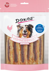Snack Dokas pechuga de pollo con hígado 220 g · premio para perros