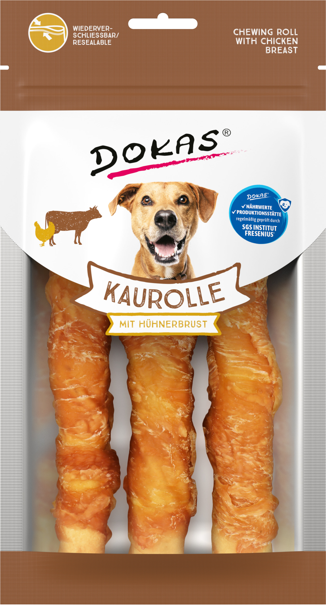 Chewing roll Dokas con pechuga de pollo 150 g · masticable para perros medianos