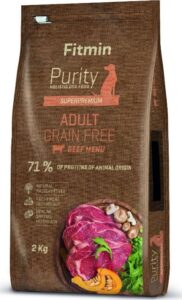 Fitmin Dog Purity GF Adult Beef 2 kg · pienso sin cereales de vacuno para perros adultos